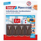 tesa Powerstrips Vario Gordijnhaken - 1 x 4 Stuks - Bruin