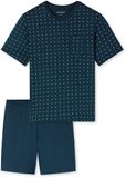 SCHIESSER Pyjama kort ' Comfort Essentials ' donkerblauw / donkergroen