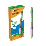 BIC Illusion - Uitwisbare en navulbare pennen met medium punt (0,7 mm) - groene inkt - doos met 12 stuks