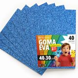 OFITURIA EVA-rubber met glitter voor creatief handwerk, glanzende schuimplaten voor doe-het-zelf, schoolprojecten, decoratieve kunst, scrapbooking, 40 x 30 cm (glitterblauw, 40 stuks)