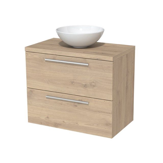 Maxaro Badkamermeubel Modulo Plato 80cm Lichtbruin Eiken 2 Lades