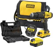 STANLEY FATMAX V20 18V Brushless Schroef-/Klopboormachine + Rolmeter, Waterpas en Bitset in koffer (met 2x 2.0Ah accu en lader)
