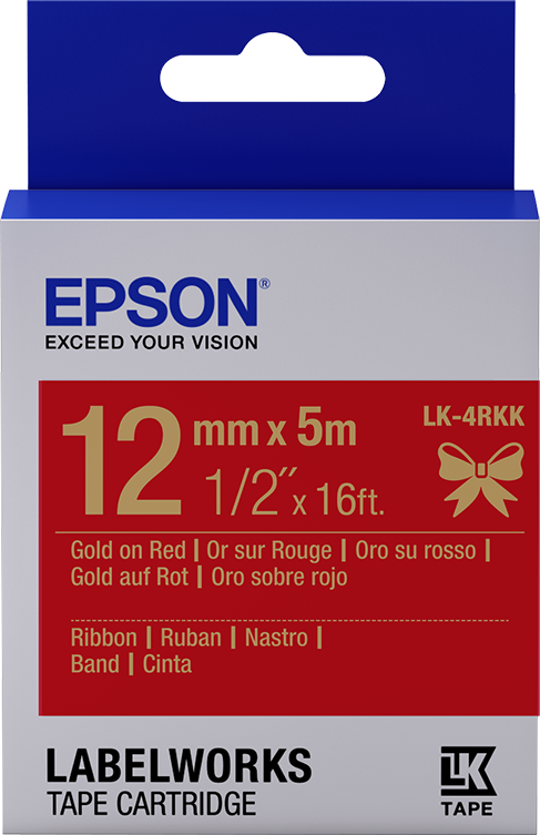 Epson Label Cartridge Satin Ribbon LK-4RKK goud/rood 12 mm (5 m)