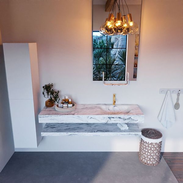 MONDIAZ ALAN-DLUX Badmeubelset 150cm Glace met wasbak rechts