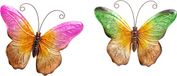 Anna Collection Décoration murale papillons - 2x - vert/rose - 32 x 24 cm - métal