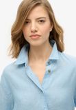 Superdry Casual boyfriend overhemd van linnen - Dames - Shirts - Sea blue chambray