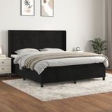 vidaXL Boxspringbed met matras, fluweel, zwart, 180x200 cm