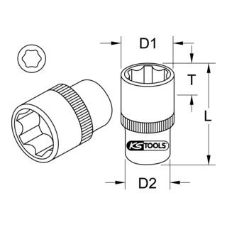 KS Tools 1/4" inbus, 14mm - 1 stuk
