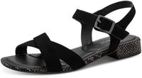 Tamaris - Dames - Platte sandalen - Zwart - Maat 37
