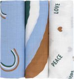 Lässig Swaddle Heavenly Soft Happy Rascals Sky Blue 80 x 80 cm 3-Pack