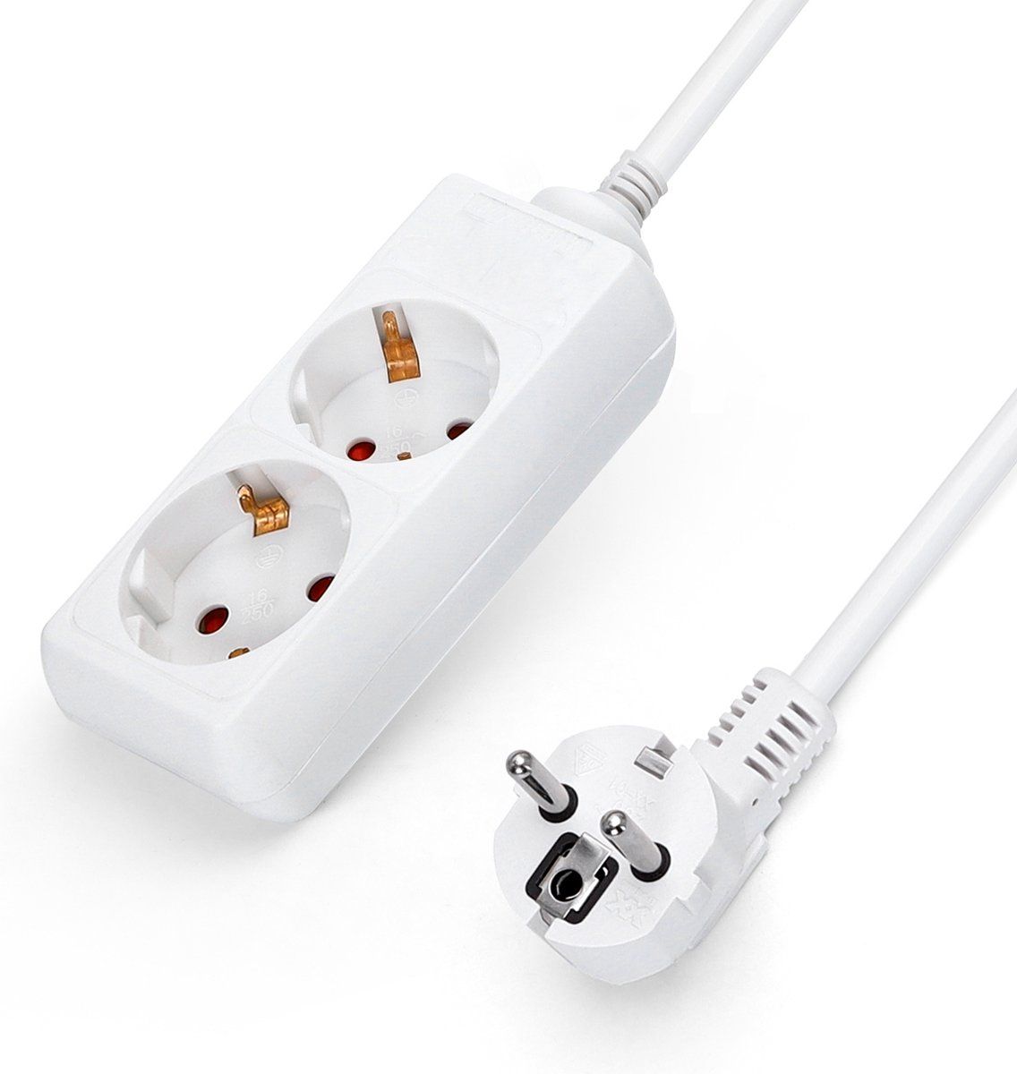 Aigostar 20MNW Stekkerdoos - 2-voudig - 1.5 meter - Wit