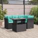 Maison Exclusive - Ensemble de meubles de jardin 5 pièces avec canapé et coussins, noir, en polyrotin et bois d'acacia
