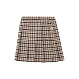 s.Oliver pied-de-poule korte A-lijn rok met plooien - bruin/beige