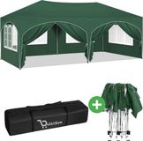 BukkitBow - Tente de réception double avec parois latérales - Tente pliable - Imperméable et résistant aux intempéries - Pavillon de jardin double - 600 x 300 cm - Vert