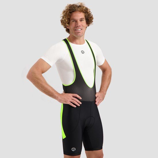 Rogelli Core Korte Fietsbroek Heren - Bretels - Zwart Fluorgeel - S