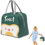 Lunchtas - Waterdicht & Geïsoleerd - Opvouwbaar & Herbruikbaar voor school, kantoor, picknick - Met Schouderband - Flamingo-design - Groen, 1L