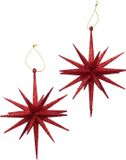 Boltze Home Kersthanger Ster Glitter Rood 2 Stuks