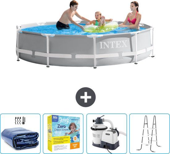 Intex Prism Frame Zwembad - 305 x 76 cm - Grijs - Compleet Pakket