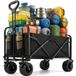 XXL bolderkar, opvouwbaar, 200 l, 160 kg draagkracht, all-terrain handwagen met remmen, extra brede wielen, opvouwbare transportwagen voor strand, tuin en camping, incl. bekerhouder en verstelbare