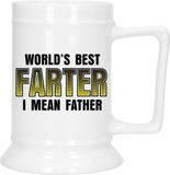 Bellatio Decorations Bierpul voor papa - geel - keramiek - 530 ml