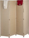 Relaxdays kamerscherm 4 panelen, HxB: 180x180 cm, vouwbare roomdivider, modern, scheidingswand, kunststof, beige