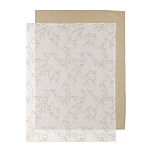 Meyco baby ledikantlaken - set van 2 - 100x150 cm - Branches sand / Uni sand