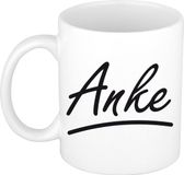 Bellatio Decorations Anke Naam koffiemok - beker - met sierlijke letters - wit