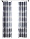 Lush Decor Navy Tucker Streep Garen Geverfd Katoen Geknoopt Kwastje Venster Gordijn Paneel Paar, 84 "x 40"