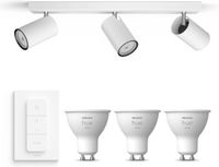 Philips Hue Kosipo Opbouwspot (Wit) - Warmwit Licht - Incl. Hue Dimmer Switch - Plafondspot met 3 Lichtpunten - GU10 - Hue White