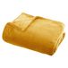 Atmosphera Plaid deken - okergeel - polyester - 125 x 150 cm - Bed/bankdeken - Fleece plaid - Lekker warm