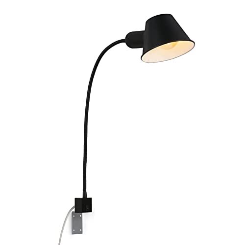 Briloner - Bedlamp flexibel, bedlamp verstelbaar, tuimelschakelaar, 1x E27 fitting max. 10 watt, incl. snoer, zwart, 63 cm