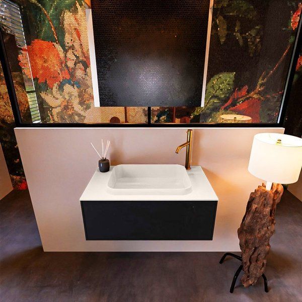 Mondiaz ERIN 80cm badmeubelset Urban met 1 lade + Wastafel RIDGE Linen
