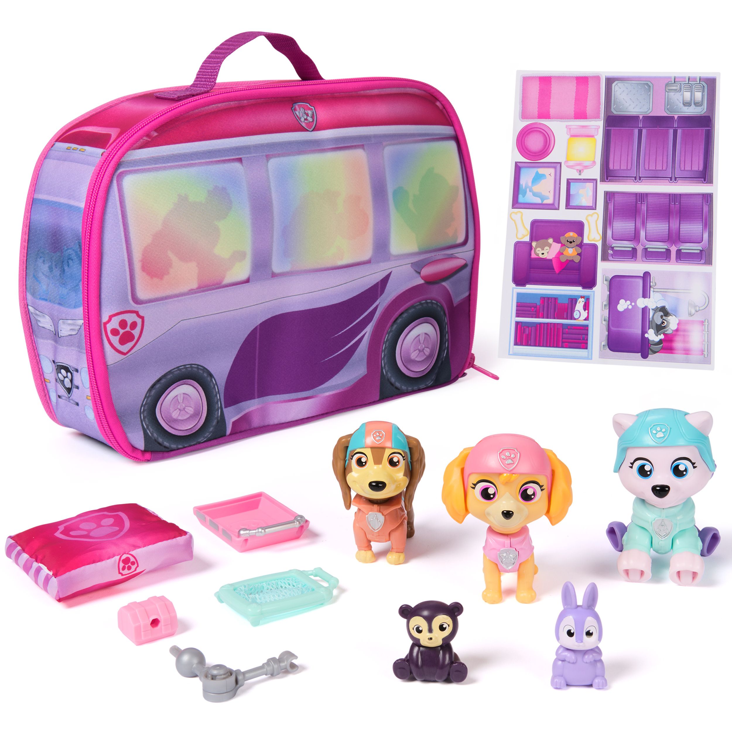 PAW Patrol - Figuurset met Skye, Everest en Liberty figuurtjes in camper