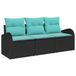 vidaXL Ensemble de canapé de jardin 3 pc Noir et turquoise Poly rotin