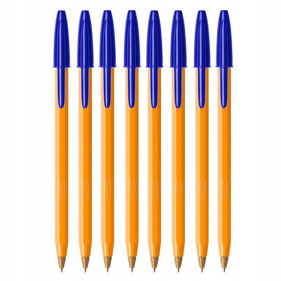 BIC Oranje Origineel Fijne Drukpennen (8 stuks, blauw, 0,8 mm)