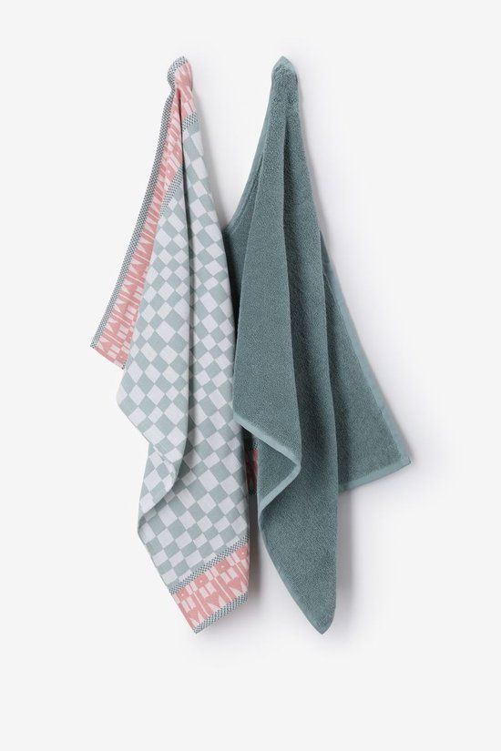Sissy-Boy Groenblauwe Handdoek en Theedoek Terry Katoen L.Blauw