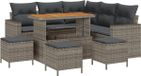 vidaXL Salon de jardin 10 pièces 7 places gris poly rotin