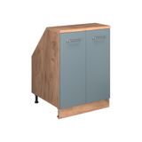 Vicco R-Line Keukenkast voor schuine wand – 60 cm met 2 deuren, kastromp 60 cm diepte Blauw-grijs