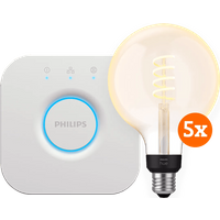 Philips Hue Filament White Ambiance Globe XL 5-Pack + Bridge