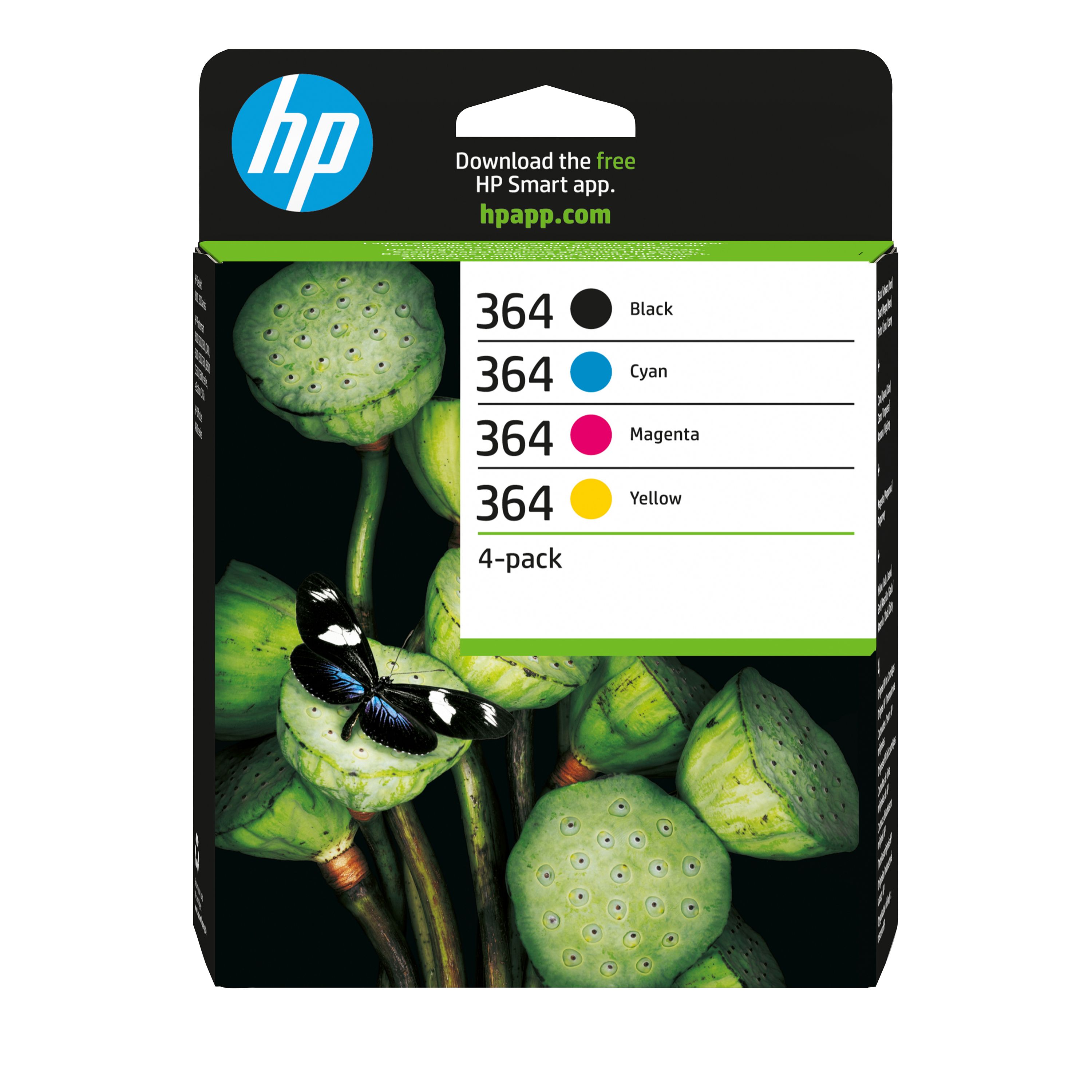 HP 364 Original Ink Cartridges - Black, Cyan, Magenta, Yellow - 4 Pack