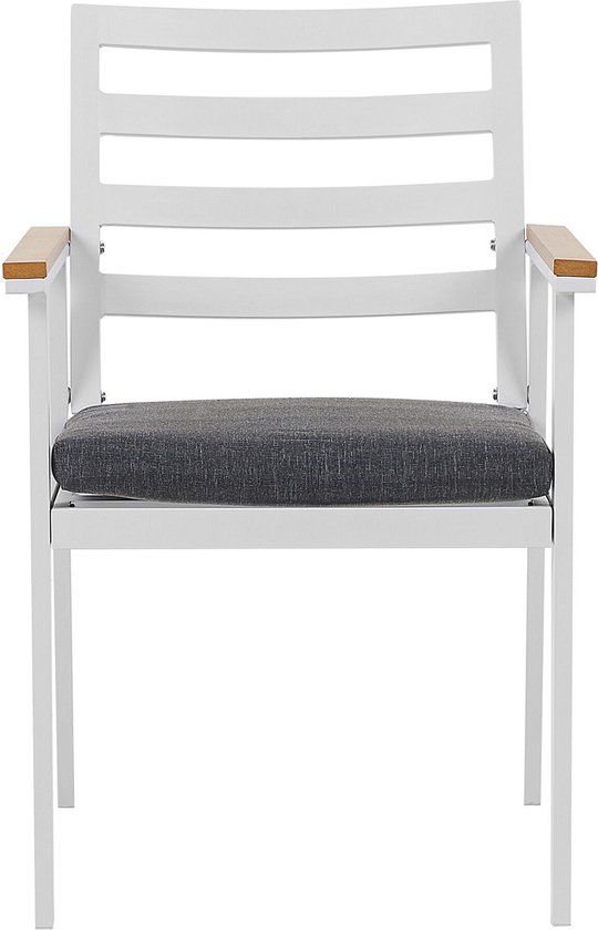 CAVOLI Tuinstoel Set van 4 - Wit - Aluminium - Met Kussens