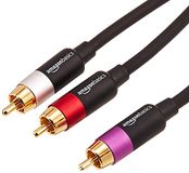 Amazon Basics 1-Male naar 2-Male RCA-audiokabel voor versterker, actieve luidsprekers of subwoofer met vergulde stekkers, 2,4 meter, zwart