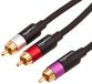 Amazon Basics 1-Male naar 2-Male RCA-audiokabel voor versterker, actieve luidsprekers of subwoofer met vergulde stekkers, 2,4 meter, zwart