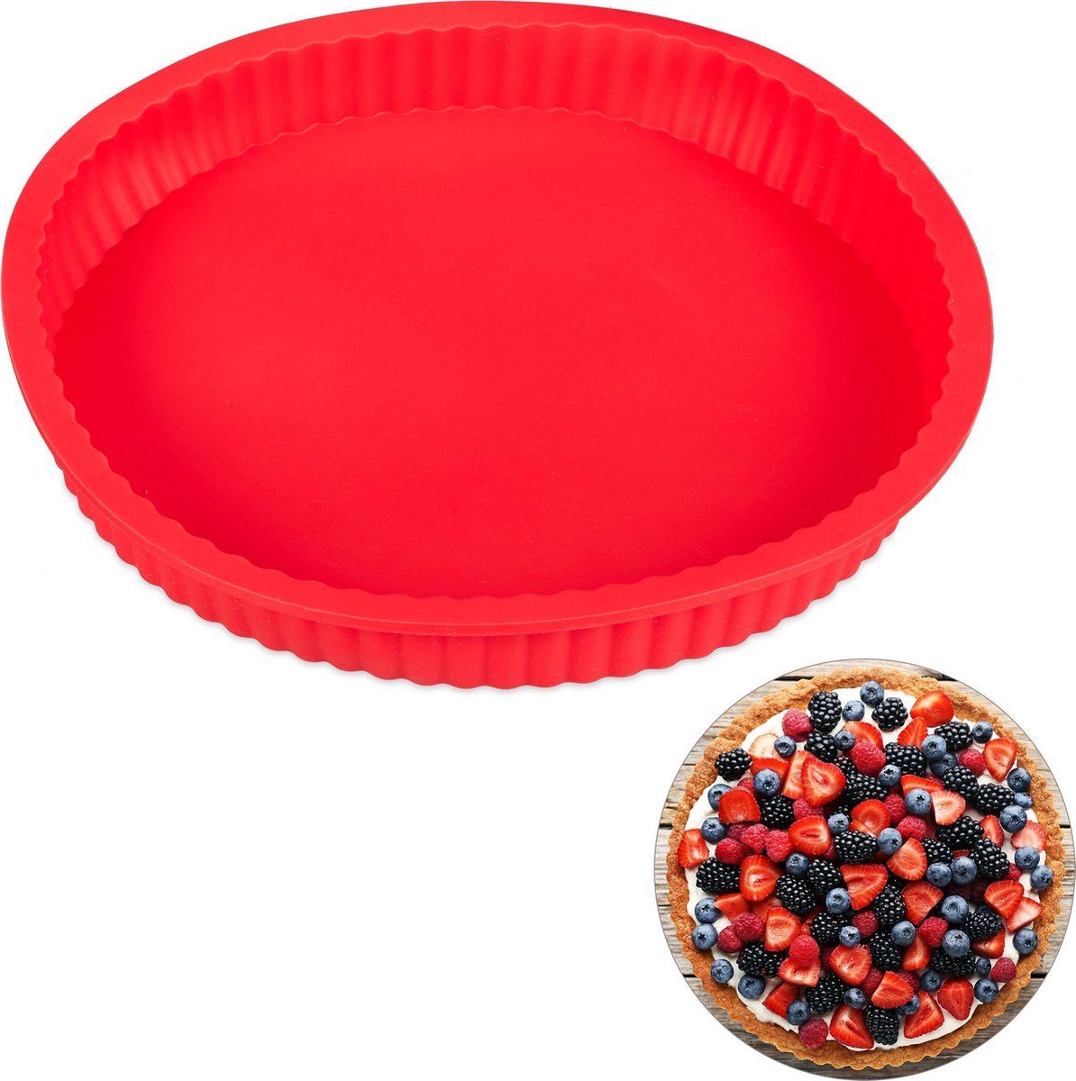 Relaxdays bakvorm taartbodem - siliconen - flexibel - taartvorm - 25 cm - rond