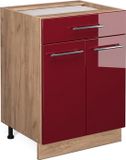 Vicco Fame-Line Meuble bas de cuisine – 60 cm avec tiroir, sans plan de travail Bordeaux rouge brillant