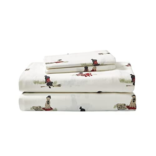 Eddie Bauer Queen Lakens, katoenen flanellen beddengoedset, geborsteld voor extra zachtheid, gezellig interieur (Retriever Adventures, Queen)