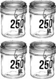 Secret de Gourmet 4x stuks inmaakpotten/voorraadpotten 0,25L glas met beugelsluiting