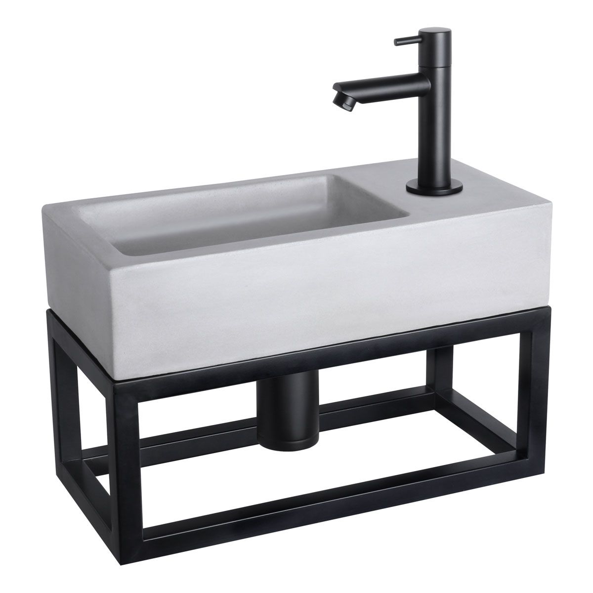 Differnz Fonteinset Rechthoek 38.5x18.5x24.5cm Beton Lichtgrijs Mat Zwart