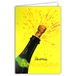AFIE 69-8113 FLUO-kaart Gelukkig Verjaardagskaart met envelop 12 x 17,5 cm – illustratie opening dop fles champagne bubbels de geluk – echte fluo-inkten – gemaakt en geproduceerd in Frankrijk