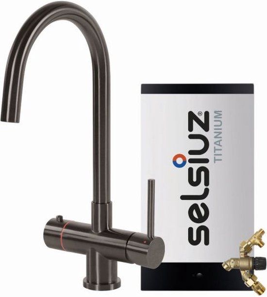 Selsiuz kranen Selsiuz Rond Gun Metal Zwart met TITANIUM Combi (Extra) kokend water kraan - 350286